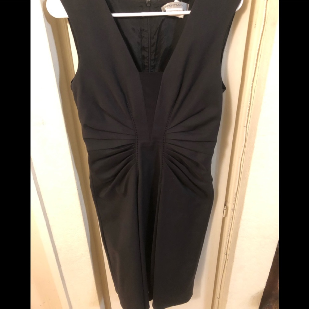 Sportmax maxmara Black Cotton Blend Ruched Dress Eur40/10